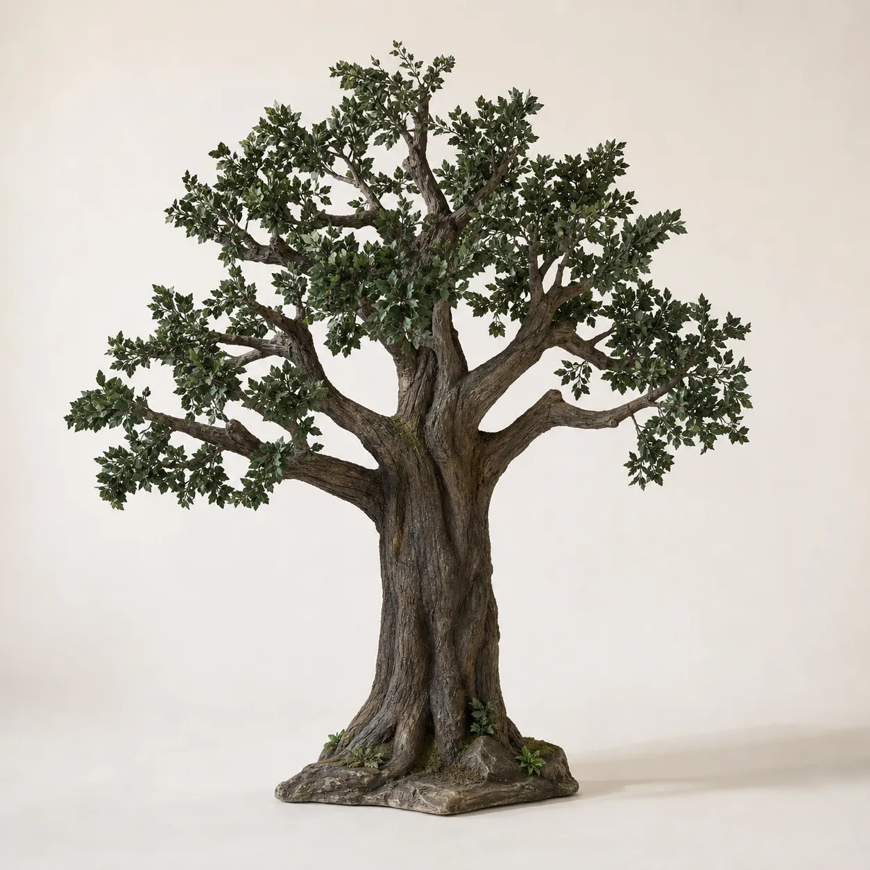 Árbol artificial de atrezzo con tronco texturizado