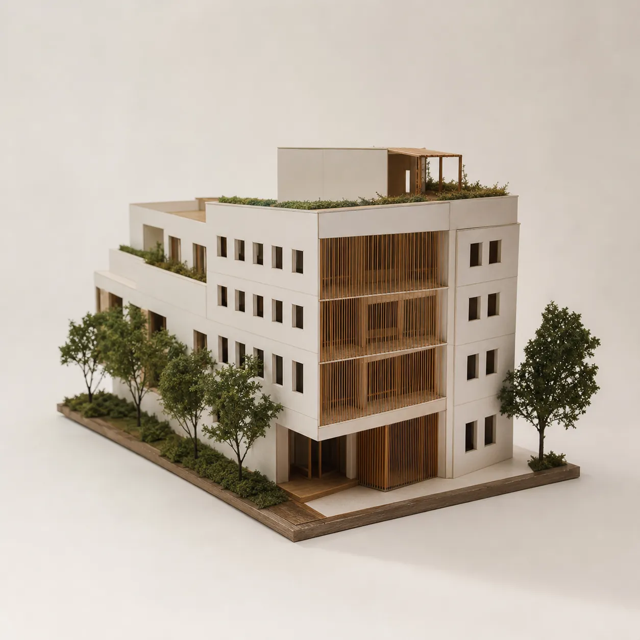 Maqueta arquitectónica de un edificio contemporáneo